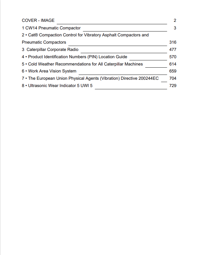 Caterpillar Cat CW-14 Pneumatic Compactor Operation and Maintenance Manual PDF | S/N 10K