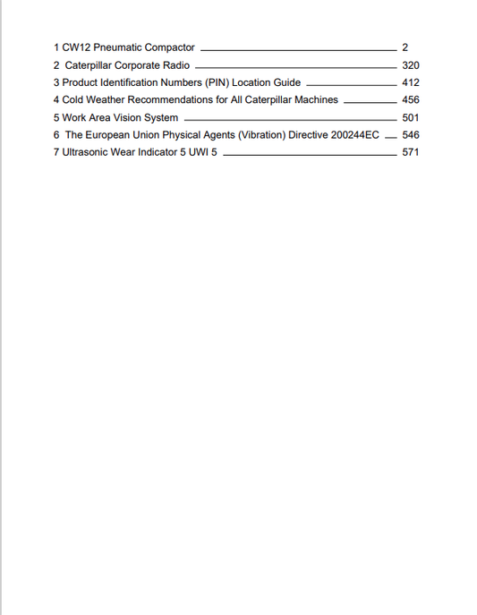 Caterpillar Cat CW12 Pneumatic Compactor Operation and Maintenance Manual PDF | S/N RHJ