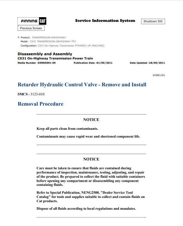Caterpillar Cat CX31 Transmission Service and Repair Manual PDF | S/N PTX