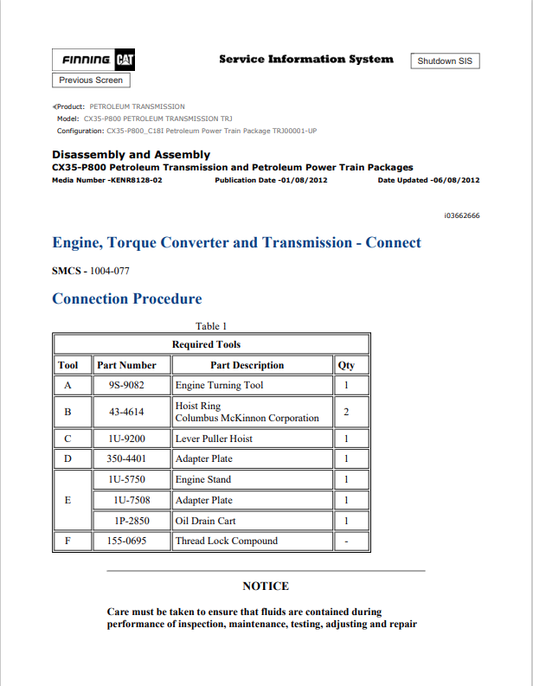 Caterpillar Cat CX35-P800 Petroleum Transmission Service and Repair Manual PDF | S/N TRJ