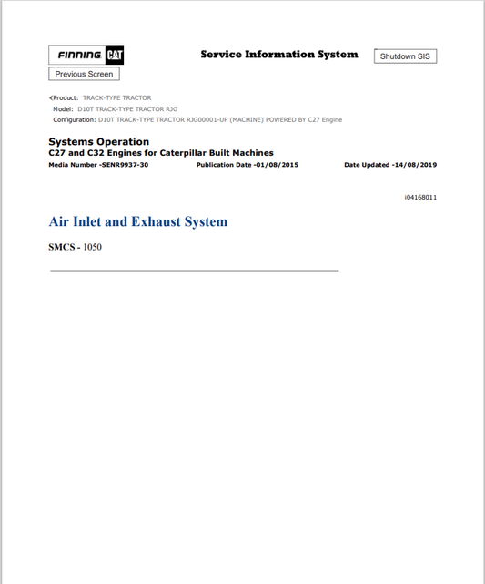 Caterpillar Cat D10T Track-type Tractor Service and Repair Manual PDF | S/N RJG