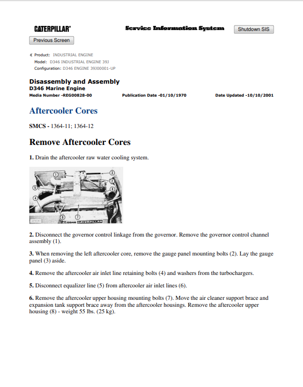 Caterpillar Cat D346 Industrial Engine Service and Repair Manual PDF | S/N 39J