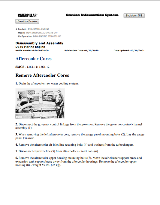 Caterpillar Cat D346 Industrial Engine Service and Repair Manual PDF | S/N 39J