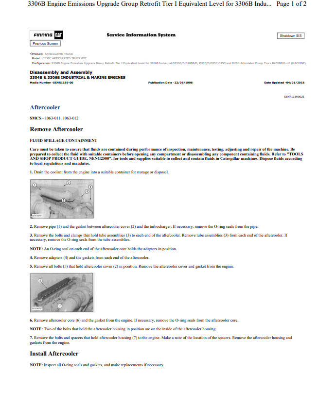 Caterpillar Cat D350C Articulated Truck Service and Repair Manual PDF | S/N 8XC