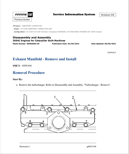 Caterpillar Cat D379A Vibratory Compactor Service and Repair Manual PDF | S/N ASM