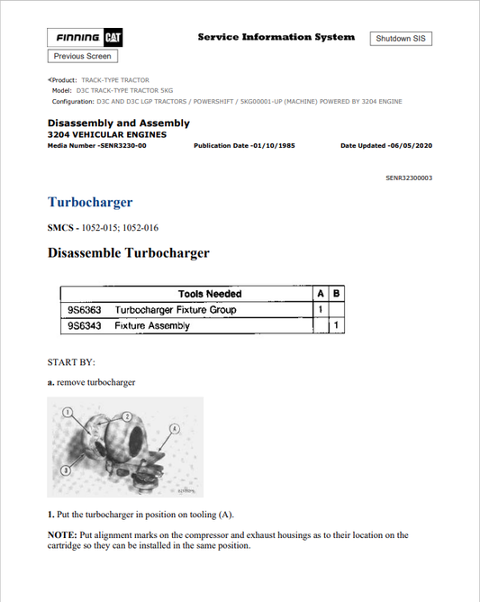 Caterpillar Cat D3C Track-type Tractor Service and Repair Manual PDF | S/N 5KG