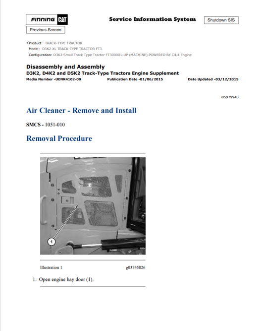 Caterpillar Cat D3K2 XL Track-type Tractor Service and Repair Manual PDF | S/N FT3