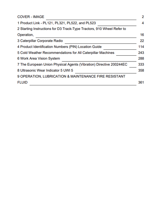 Caterpillar Cat D3 Track-type Tractor Operation and Maintenance Manual PDF | S/N 06N
