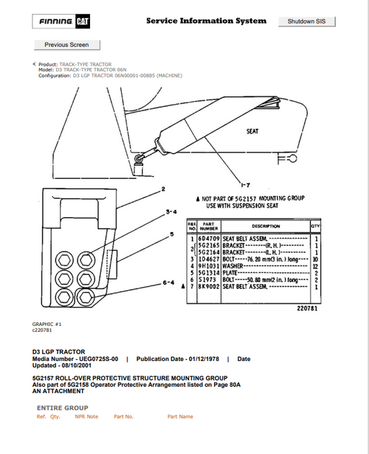 Caterpillar Cat D3 Track-type Tractor Parts Catalogue Manual PDF | S/N 06N