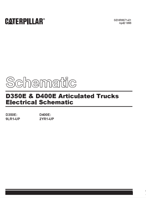 Caterpillar Cat D400E Articulated Truck Electrical And Hydraulic Schematic Manual PDF | S/N 2YR