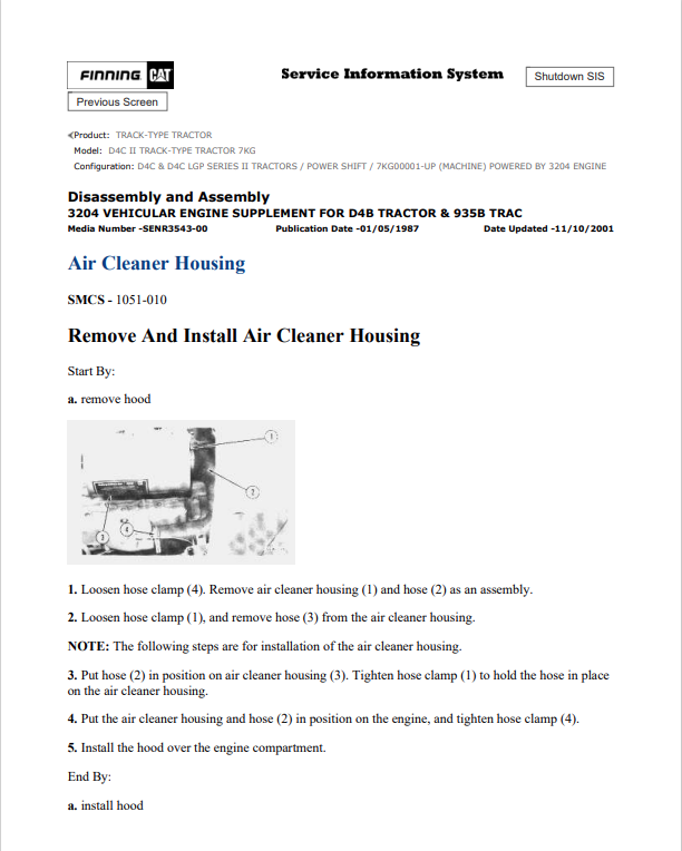 Caterpillar Cat D4C II Track-type Tractor Service and Repair Manual PDF | S/N 7KG