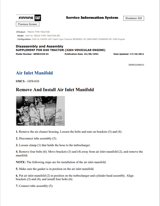 Caterpillar Cat D4H XL Track-type Tractor Service and Repair Manual PDF | S/N 8PJ