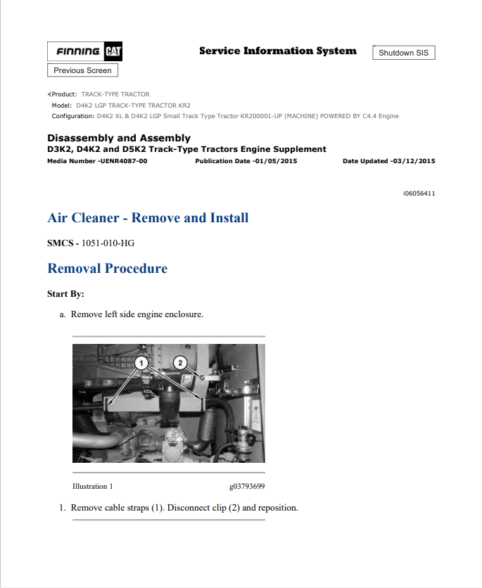 Caterpillar Cat D4K2 LGP Track-type Tractor Service and Repair Manual PDF | S/N KR2