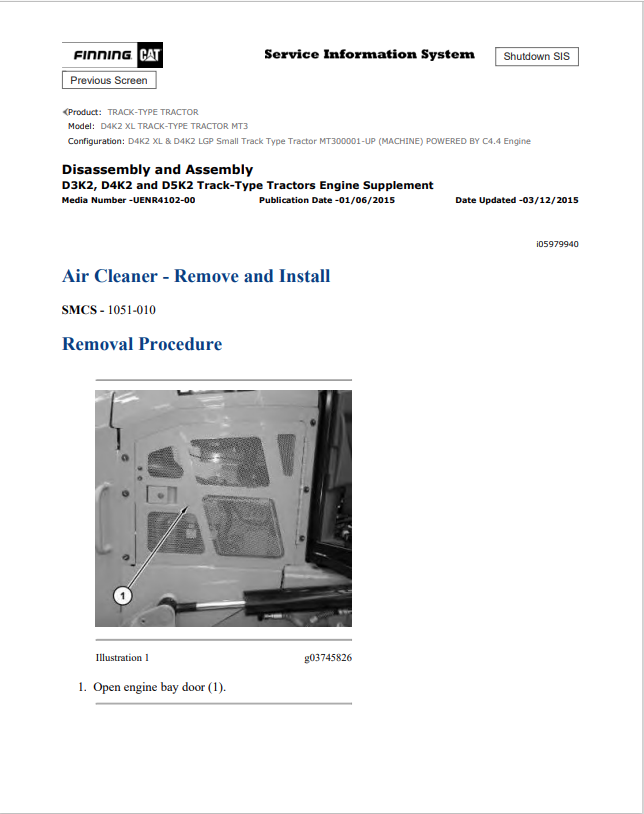 Caterpillar Cat D4K2 XL Track-type Tractor Service and Repair Manual PDF | S/N MT3