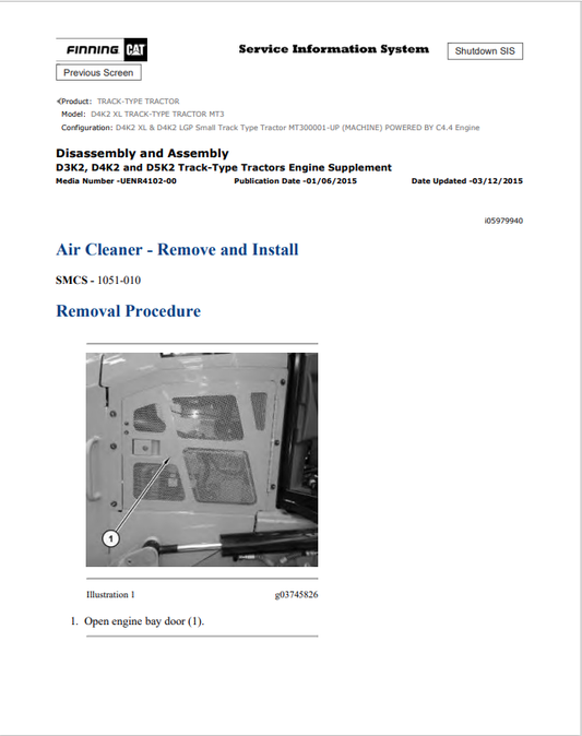 Caterpillar Cat D4K2 XL Track-type Tractor Service and Repair Manual PDF | S/N MT3