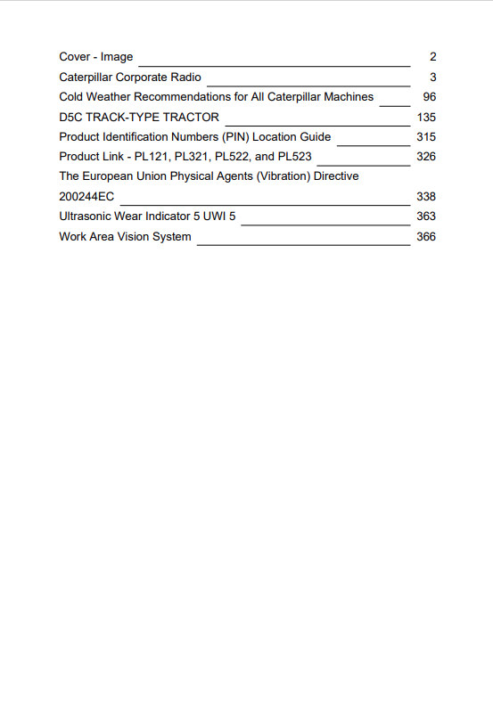 Caterpillar Cat D5C Track-type Tractor Operation and Maintenance Manual PDF | S/N 6PJ