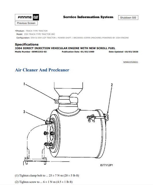 Caterpillar Cat D5H Track-type Tractor Service and Repair Manual PDF | S/N 8RC