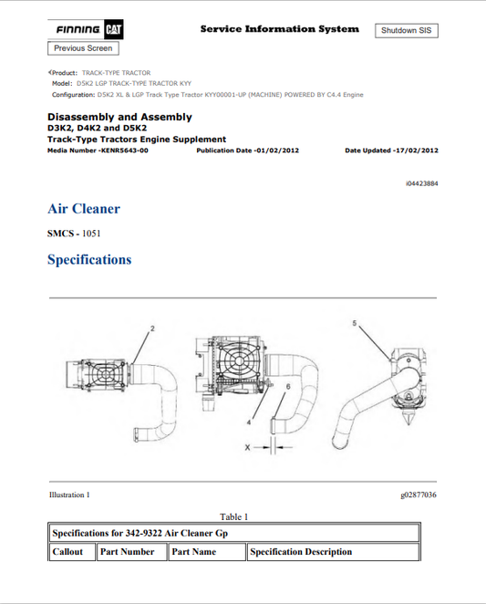 Caterpillar Cat D5K2 LGP Track-type Tractor Service and Repair Manual PDF | S/N KYY