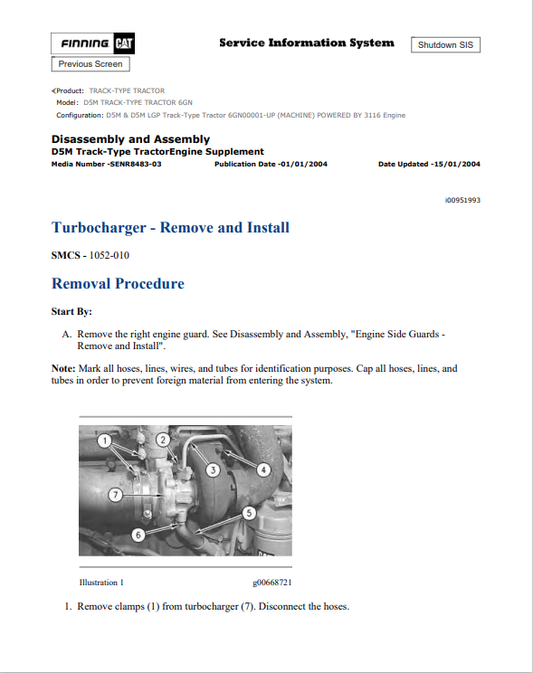 Caterpillar Cat D5M Track-type Tractor Service and Repair Manual PDF | S/N 6GN