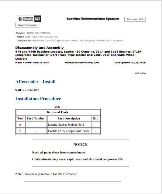 Caterpillar Cat D5M Track Type Tractor Service and Repair Manual PDF | S/N 3CR