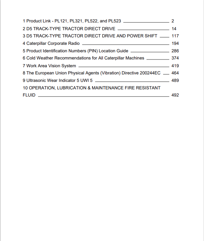 Caterpillar Cat D5 Track-type Tractor Operation and Maintenance Manual PDF | S/N 94J