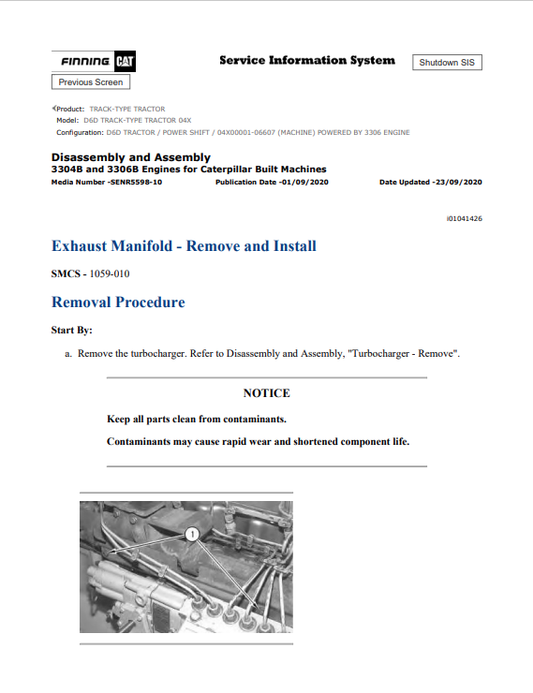 Caterpillar Cat D6D Track-type Tractor Service and Repair Manual PDF | S/N 04X