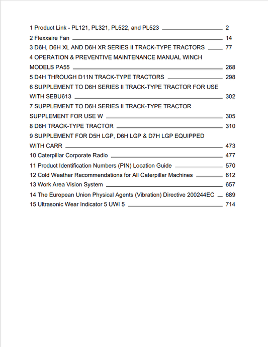 Caterpillar Cat D6H Track-type Tractor Operation And Maintenance Manual PDF | S/N 4GG
