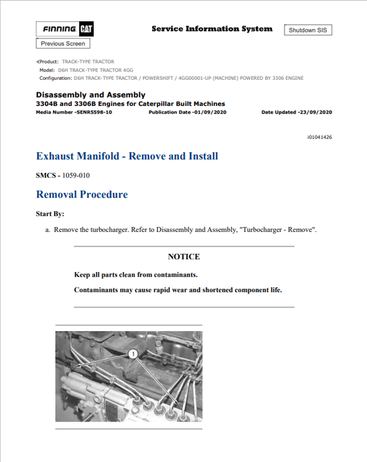 Caterpillar Cat D6H Track-type Tractor Service and Repair Manual PDF | S/N 4GG