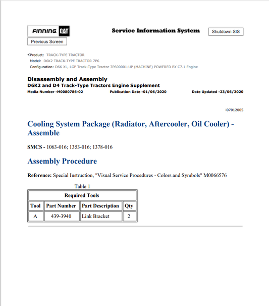 Caterpillar Cat D6K2 Track-type Tractor Service and Repair Manual PDF | S/N 7P6