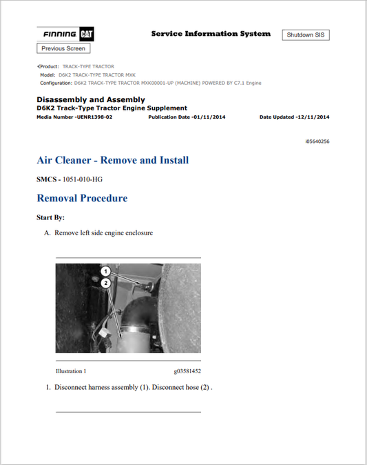 Caterpillar Cat D6K2 Track-type Tractor Service and Repair Manual PDF | S/N MXK