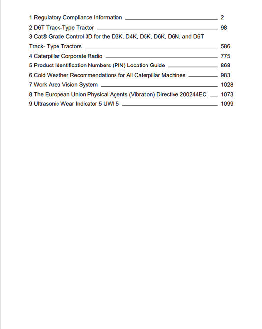 Caterpillar Cat D6M Track-type Tractor Operation and Maintenance Manual PDF | S/N JNM