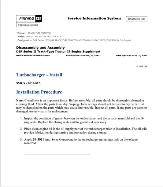 Caterpillar Cat D6R II Track-type Tractor Service and Repair Manual PDF | S/N ADE
