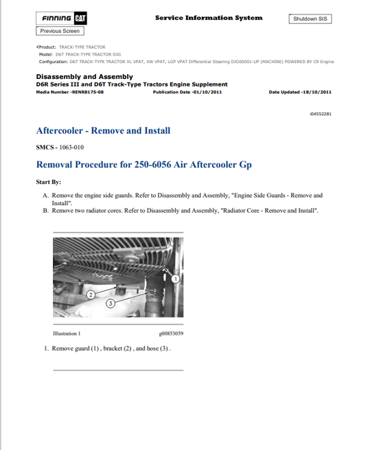 Caterpillar Cat D6T Track-type Tractor Service and Repair Manual PDF | S/N DJG