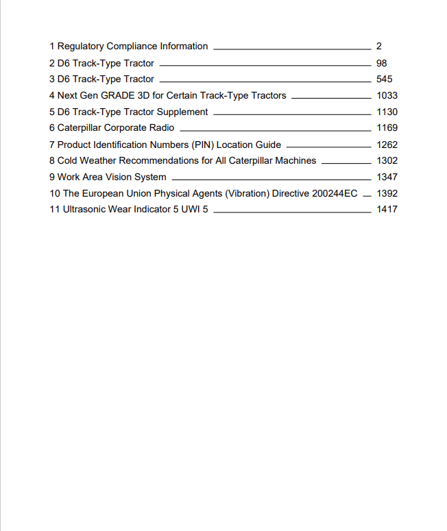 Caterpillar Cat D6 Track-type Tractor Operation and Maintenance Manual PDF | S/N SG6