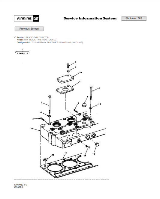Caterpillar Cat D7F Track-type Tractor Parts Catalogue Manual PDF | S/N 61G
