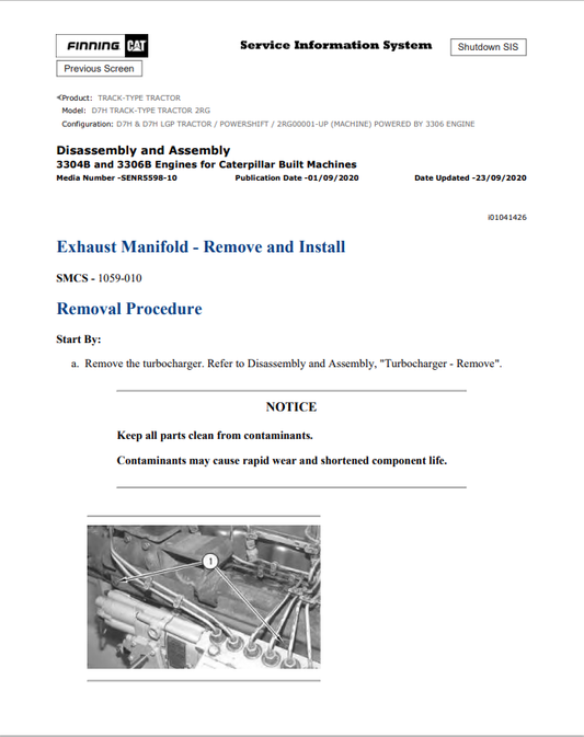 Caterpillar Cat D7H Track-type Tractor &nbsp;Service and Repair Manual PDF | S/N 2RG