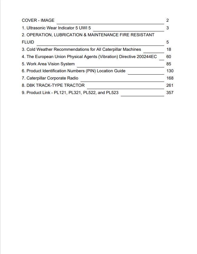 Caterpillar Cat D8K Track-type Tractor Operation and Maintenance Manual PDF | S/N 66V