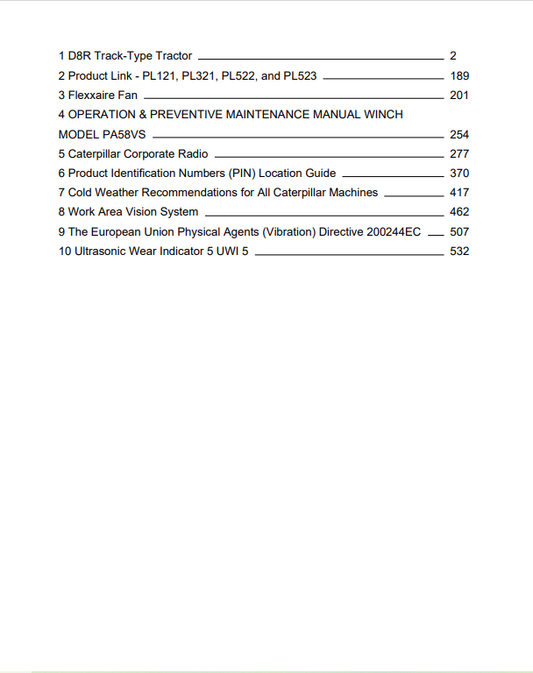 Caterpillar Cat D8R Track-type Tractor Operation and Maintenance Manual PDF | S/N 9EM
