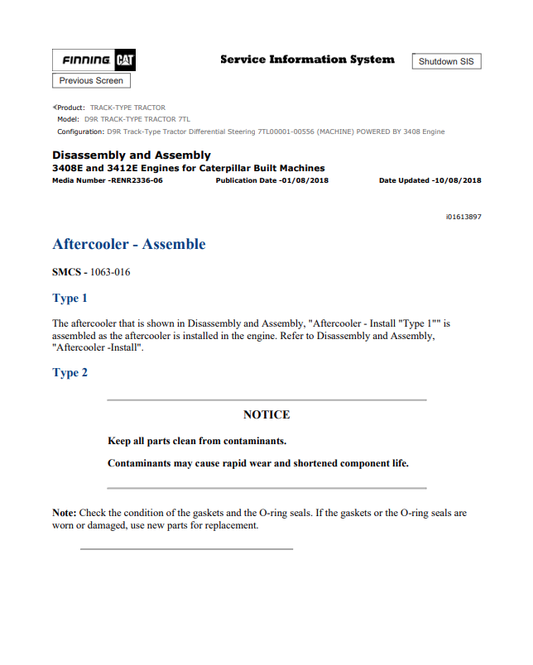 Caterpillar Cat D9R Track-type Tractor Service and Repair Manual PDF | S/N 7TL