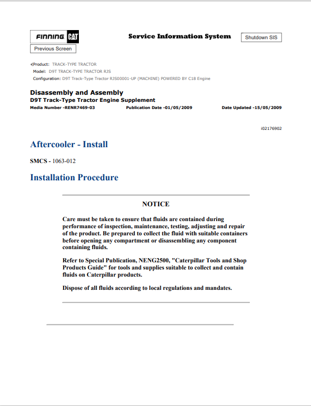 Caterpillar Cat D9T Track-type Tractor Service and Repair Manual PDF | S/N RJS