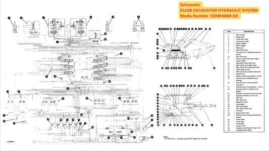 Caterpillar Cat E110B Excavator Electrical And Hydraulic Schematic Manual PDF | S/N 9HF
