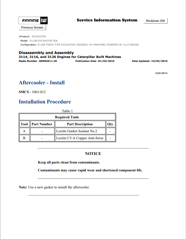 Caterpillar Cat E110B Excavator Service and Repair Manual PDF | S/N 5GK