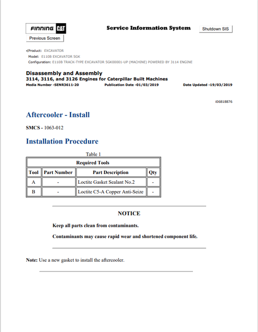 Caterpillar Cat E110B Excavator Service and Repair Manual PDF | S/N 5GK