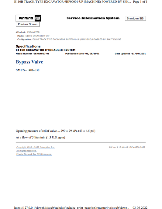 Caterpillar Cat E110B Excavator Service and Repair Manual PDF | S/N 9HF