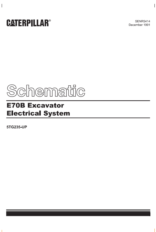Caterpillar Cat E70B Excavator Electrical And Hydraulic Schematic Manual PDF | S/N 5TG