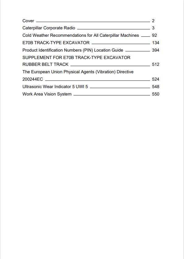 Caterpillar Cat E70B Excavator Operation and Maintenance Manual PDF | S/N 5TG