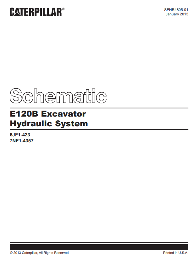 Caterpillar Cat EL120B Excavator Electrical And Hydraulic Schematic Manual PDF | S/N 7NF