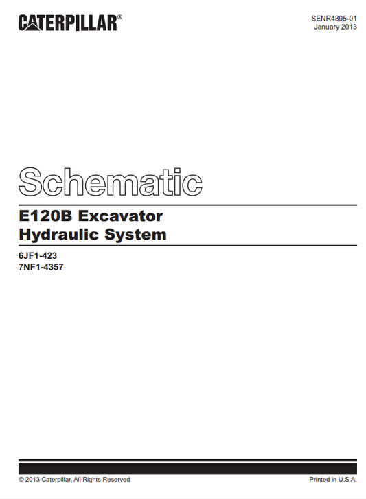 Caterpillar Cat EL120B Excavator Electrical And Hydraulic Schematic Manual PDF | S/N 7NF