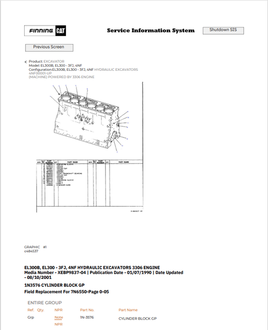 Caterpillar Cat EL300B, EL300 Parts Catalogue Manual PDF | S/N &nbsp;3FJ, 4NF&nbsp;