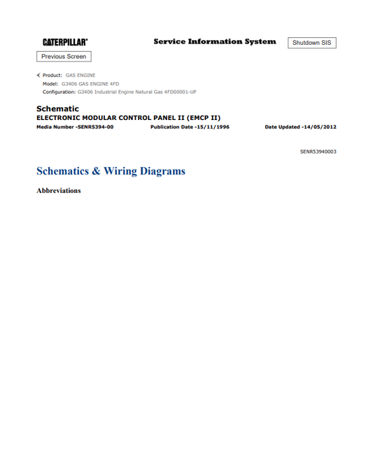 Caterpillar Cat G3406 Gas Engine Electrical And Hydraulic Schematic Manual PDF | S/N 4FD